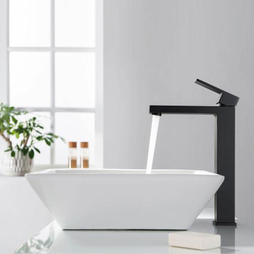 AREZZO design CUBEFIELD magasított mosdócsaptelep, fekete